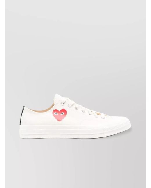 Comme des Garçons White Heart Detail Low Top Sneakers for men