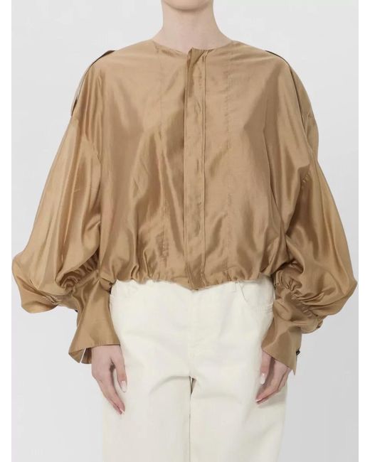 Thelatest Natural Diana Muslin Shirt Puff Sleeves Cropped