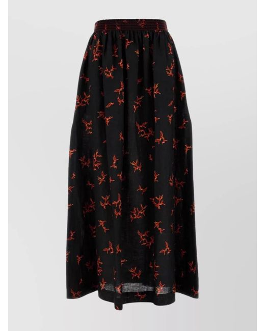 Fendi Black Printed Linen Skirt