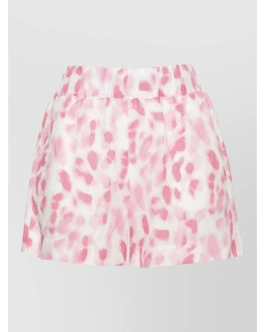 120% Lino Pink Printed Linen Shorts