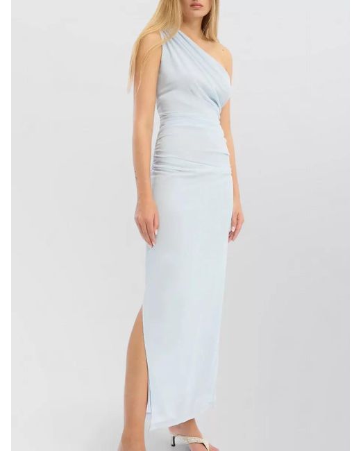 ROTATE BIRGER CHRISTENSEN White Draped One-Shoulder Maxi Dress
