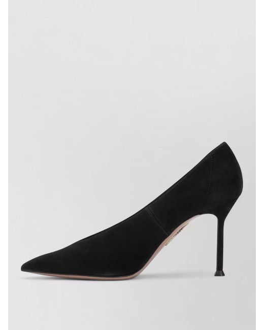 Aquazzura Black Suede Pointed Toe Stiletto Heel Pumps