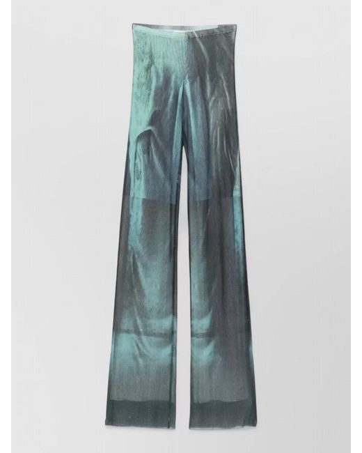 Jean Paul Gaultier Blue Printed Mesh Wide-Leg Trousers