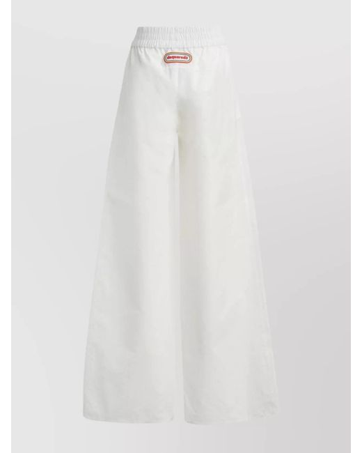 DSquared² White Cotton Wide-Leg Trousers
