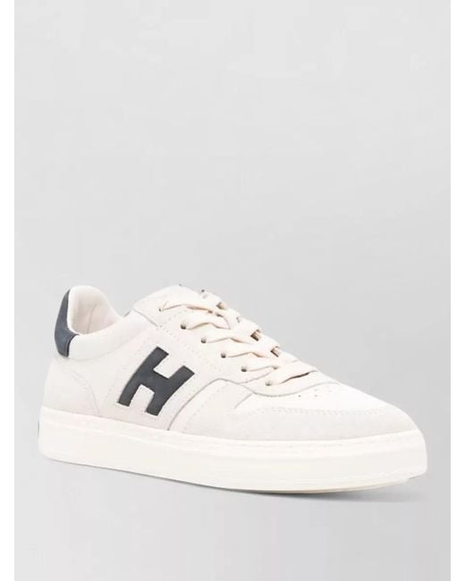 Hogan Natural H668 Leather Sneakers Round Toe Sole for men