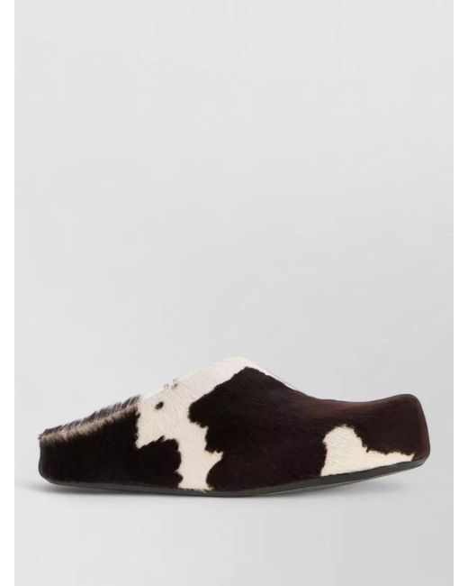 Marni Multicolor Animal Print Calf Hair Round Toe Slippers for men