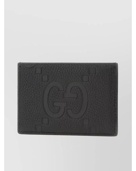 Gucci Black Leather Textured Card Holder for men