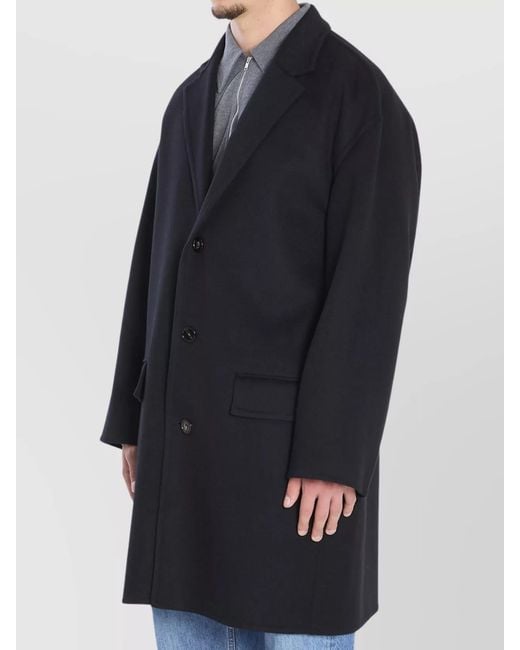 Bottega Veneta Blue Wool Regular-Fit Midi Single-Breasted Coat for men