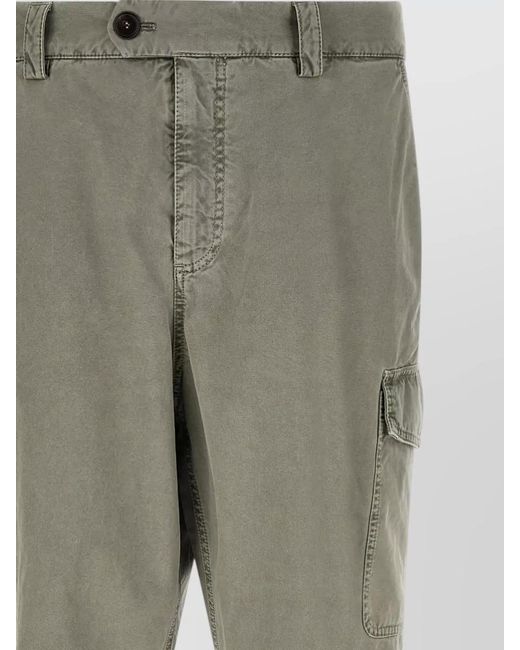 Brunello Cucinelli Gray Straight Leg Cargo Cotton Pants for men