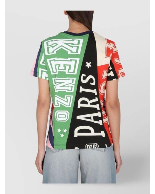 KENZO Green Logo Print Cotton T-Shirt