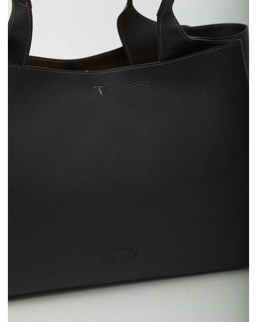 Tod's Black Medium Leather Tote Bag Top Handles