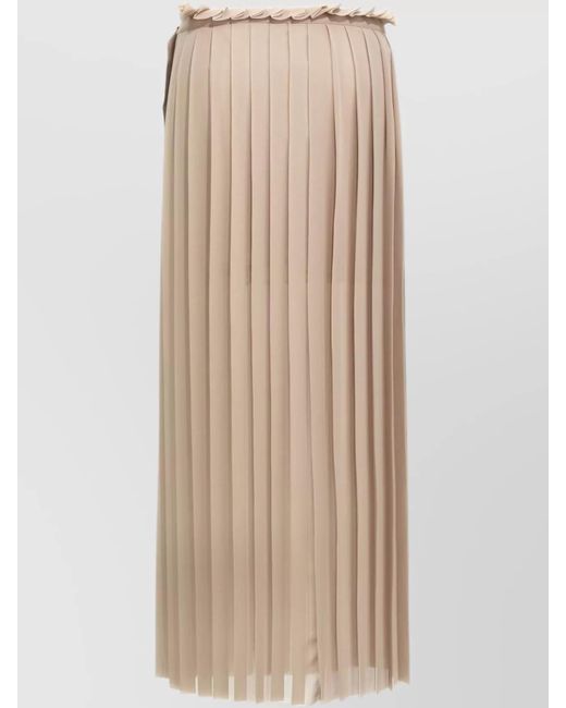 AMI Natural Pleated Midi Skirt