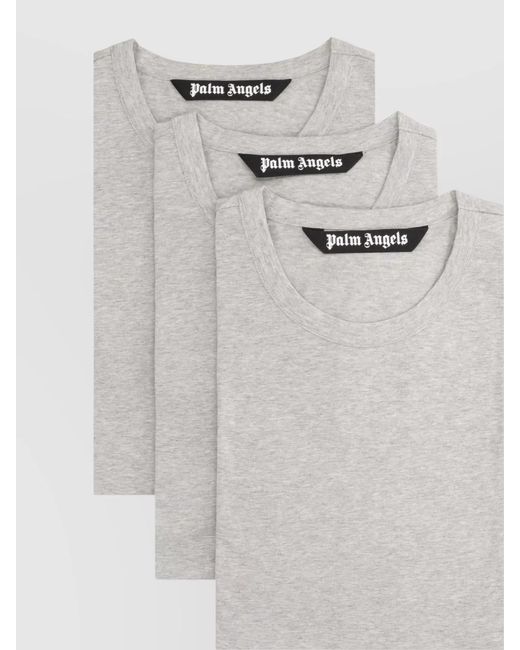 Palm Angels Gray Cotton Crew Neck Short Sleeve T-Shirts for men