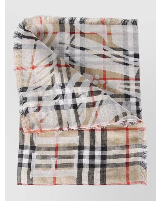 Burberry Gray Wool Silk Check Scarf