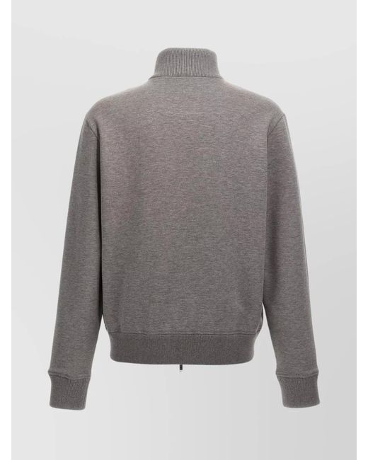 Givenchy Gray Cotton High-Neck Zip Sweatshirt for men