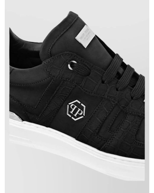 Philipp Plein Black Leather Low-Top Sneakers for men