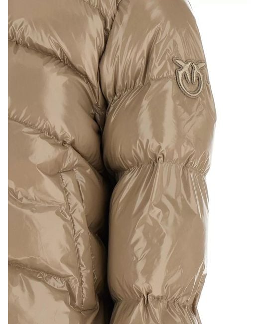 Pinko Natural Mirco Down Jacket High Collar Cropped