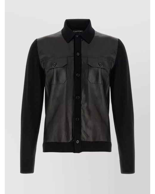 Tom Ford Black Jacket With Chest Pockets And Ribbed Cuffs for men