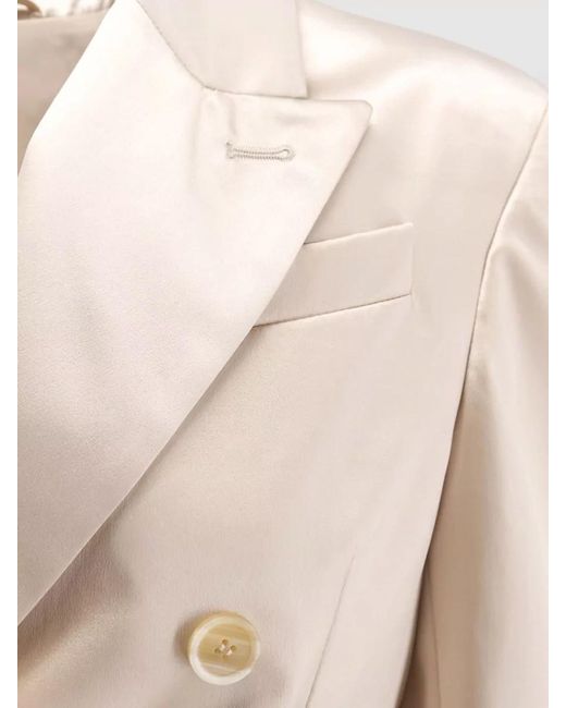 Brunello Cucinelli Natural Silk Double-Breasted Blazer