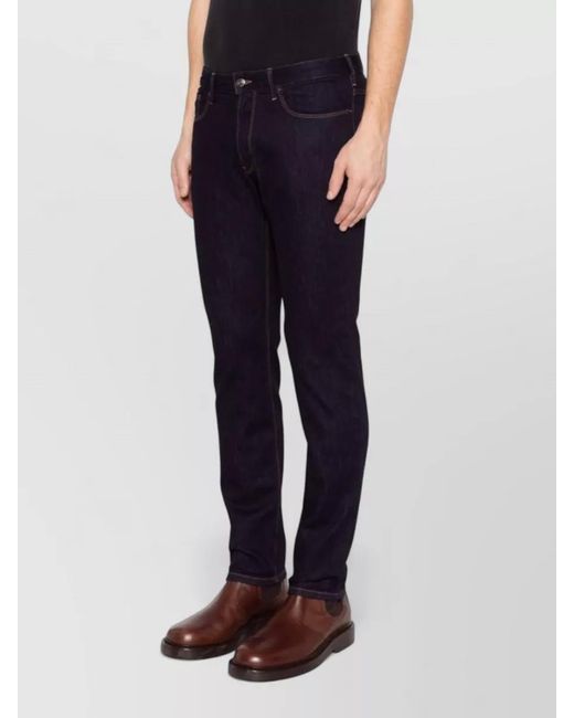 Emporio Armani Blue Denim Mid-Rise Skinny Trousers for men