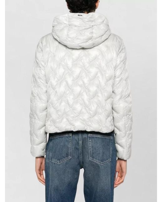 Herno White Short Quilted Down Jacket Hooded
