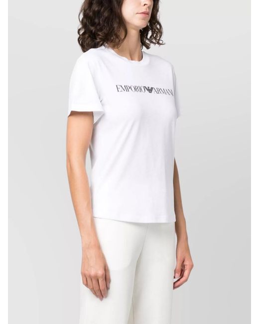 Emporio Armani White Cotton Logo Print Short-Sleeve T-Shirt