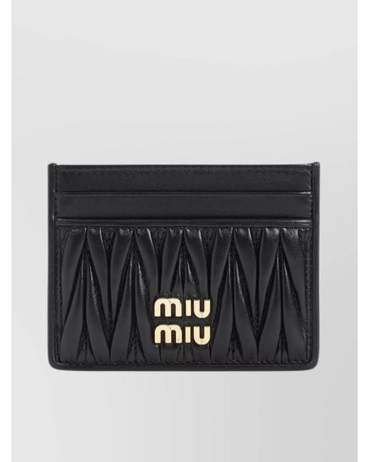 Miu Miu Black Matelassé Leather Card Holder