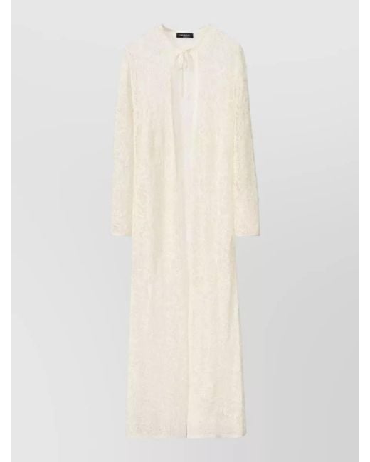 Fabiana Filippi White Long Sleeve Lace Front Sheer Dress