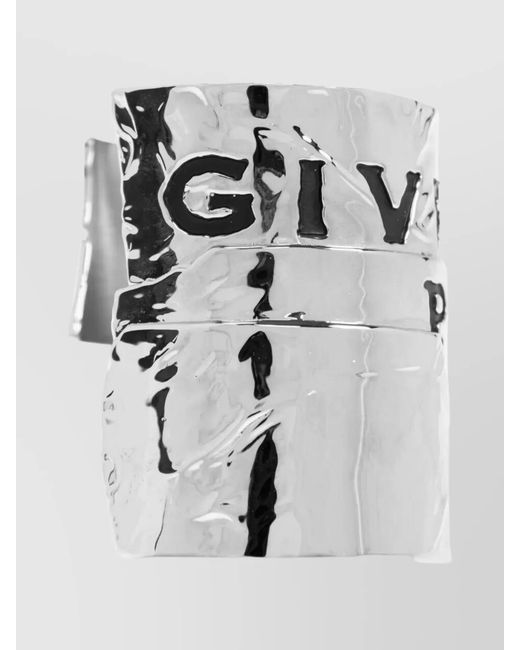Givenchy White Textured Metal Cuff Bracelet