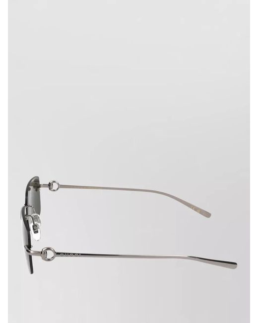 Gucci Green Rectangular Rimless Metal Sunglasses Adjustable Nosepads for men