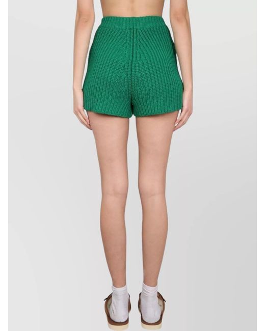Alanui Green High-Rise Knit Mini Shorts