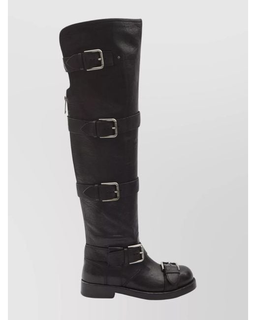 Dolce & Gabbana Black Leather Over-The-Knee Boots