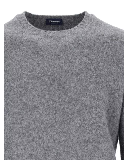 Drumohr Gray Lambswool Crewneck Jumper for men