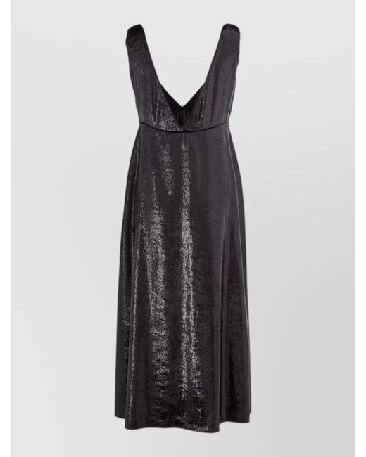 Lardini Black V-Neck A-Line Maxi Dress
