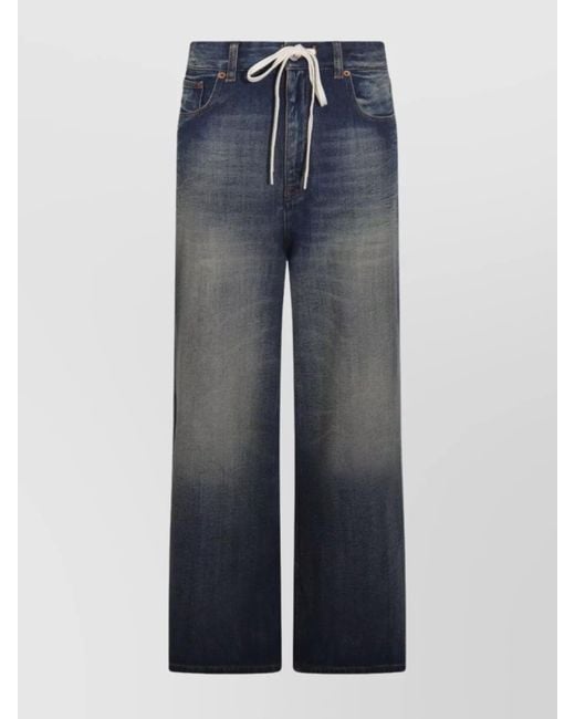 MM6 by Maison Margiela Blue Denim High-Rise Wide-Leg Jeans