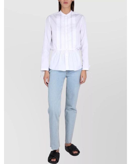 Aspesi White Cotton Mandarin Collar Shirt