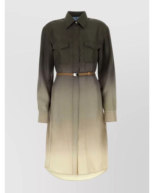 Prada Natural Silk Twill Shirt Dress
