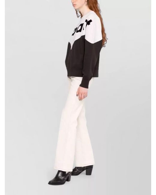 Isabel Marant Black Two-Tone Crew Neck Long Sleeve Top