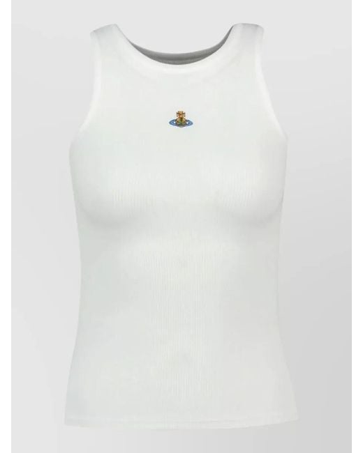 Vivienne Westwood White 90S Ribbed Scoop Neck Tank