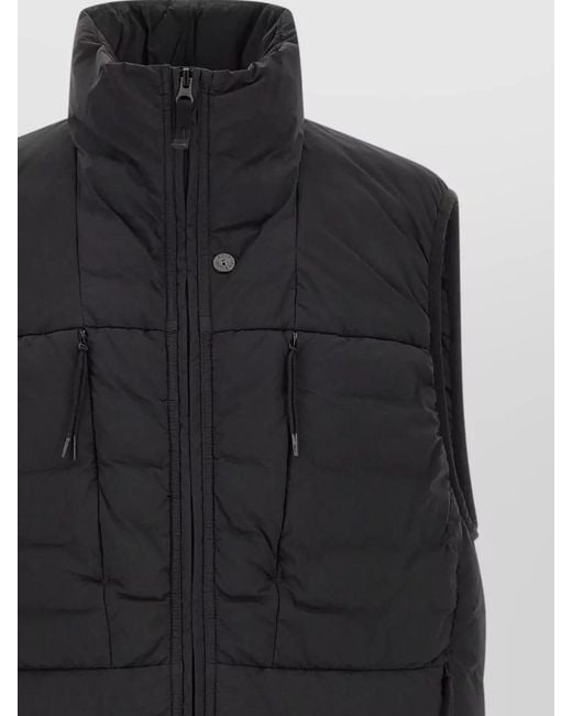 Stone Island Black G100011 High Collar Padded Vest Pockets for men