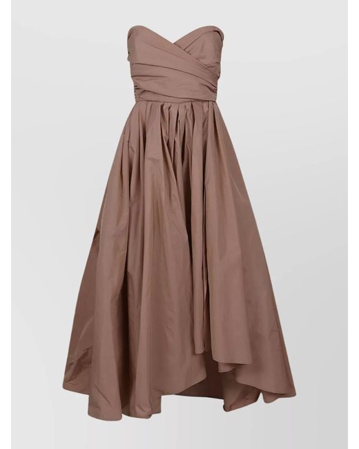 Pinko Brown Off-Shoulder Asymmetric Mini Dress