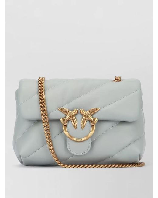 Pinko Gray Love Bag Puff Mini Leather Quilted Shoulder Bag