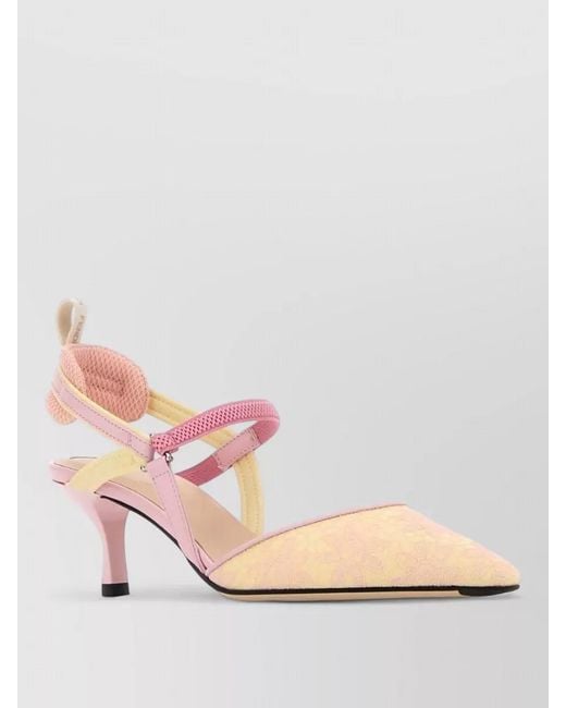 Fendi Pink Colibrì Lite Canvas Pumps Slingback Straps
