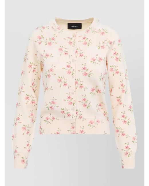 Simone Rocha Cropped Cardigan Tiny Flower Pattern in Natural | Lyst