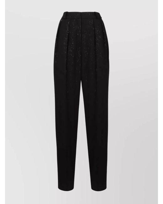 The Mannei Black Silk Sequin-Embellished Tailored Trousers