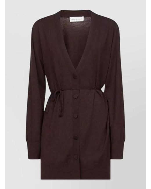 Dries Van Noten Brown Tibati Long Knit Cardigan Thin Belt