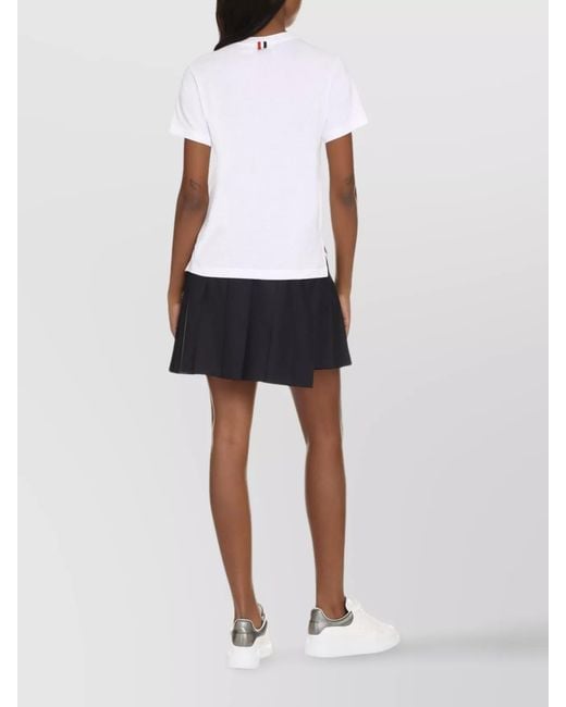 Thom Browne White Cotton Ribbed Crew Neck T-Shirt