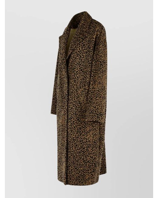 Golden Goose Deluxe Brand Natural Wool Jacquard Single Breasted Cocoon Coat
