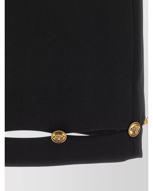 Versace Black Virgin Wool High-Rise Cutout Mini Skirt