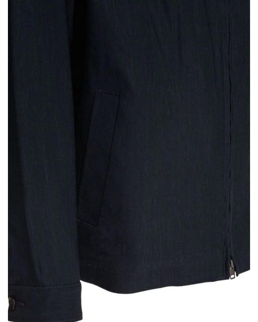 Vince Blue Long Sleeve Point Collar Side Pocket Jackets for men